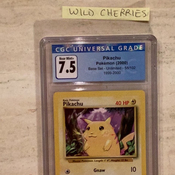 Pokemon Pikachu 1999-2000 4th Print 58/102 Base Set CGC 7.5 TCG #58 1999 - Picture 3 of 9